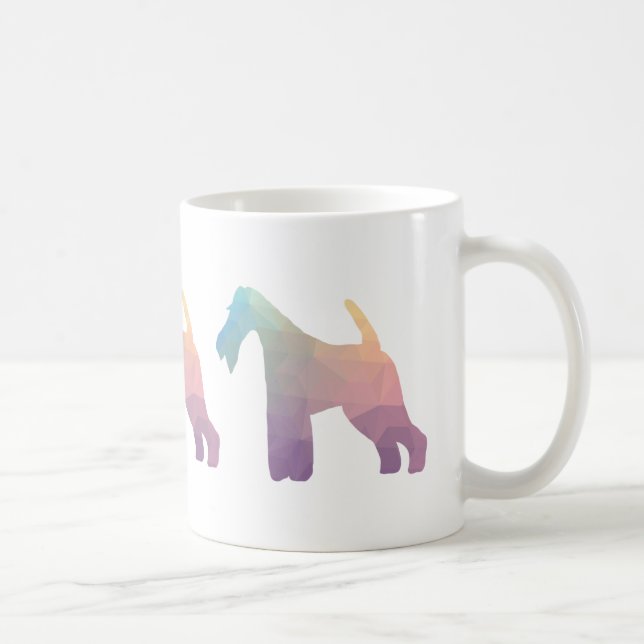 Wire Fox Terrier Geometric Mönster Silhouette Kaffemugg (Höger)