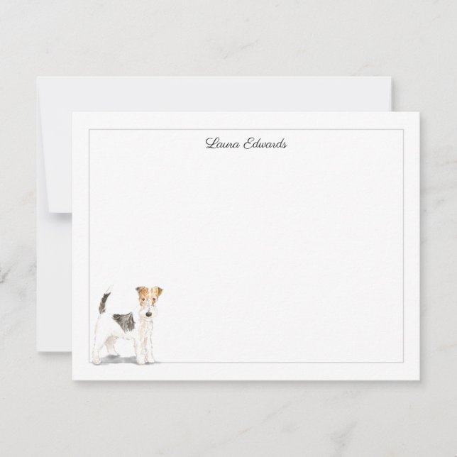 Wire Fox Terrier Gray Border Personalized Anteckningskort (Framsida)