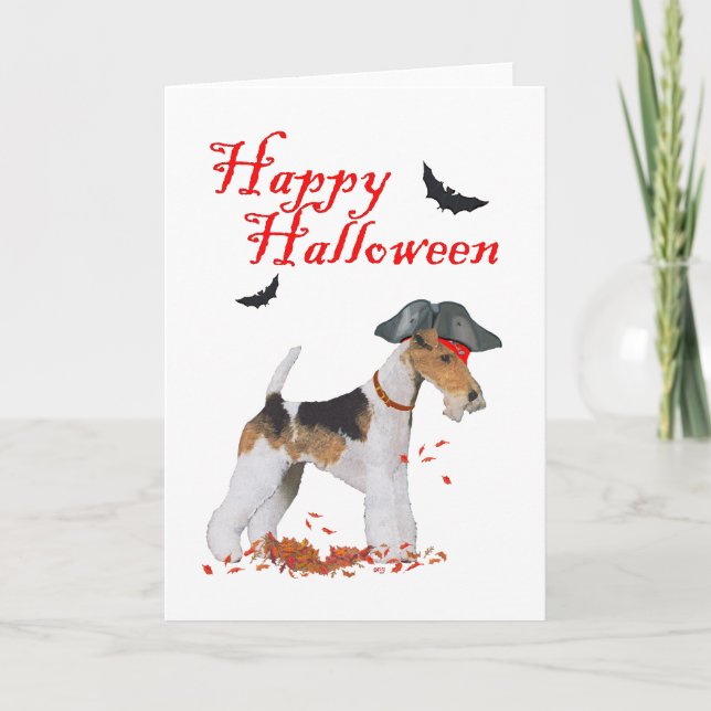 Wire Fox Terrier Halloween Kort (Framsida)