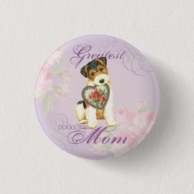 Wire Fox Terrier Heart Mamma Knapp (Framsida)