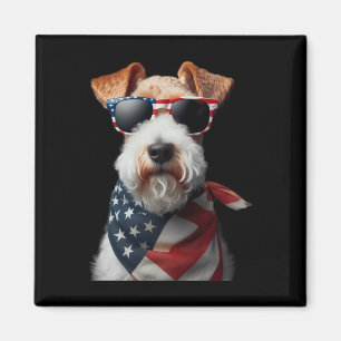 Wire Fox Terrier-Hund 4:e juli Amerikanska oberoen Magnet