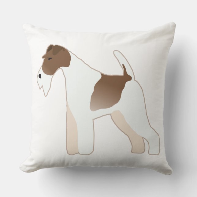 Wire Fox Terrier Hund aveln Illustration Silhouett Kudde (Framsida)