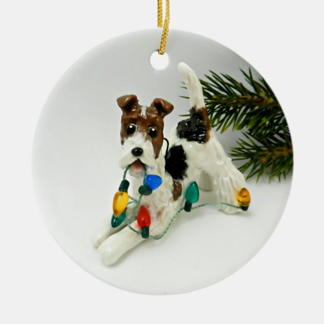 Wire Fox Terrier Hund Ceramic Ornament (Framsidan)