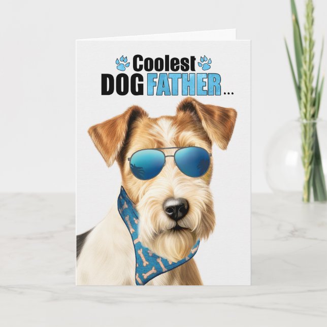 Wire Fox Terrier Hund Coolaste Pappa Fars Dag Helgkort (Framsida)