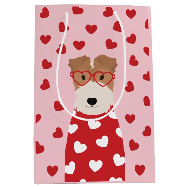 Wire Fox Terrier Hund Glasses Heart Mönster (Framsidan)