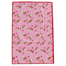 Wire Fox Terrier Hund Heart Glasses Mönster Rosa