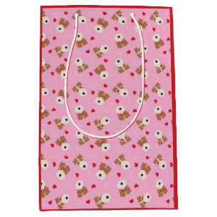 Wire Fox Terrier Hund Heart Glasses Mönster Rosa