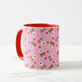 Wire Fox Terrier Hund Heart Glasses Mönster Rosa Mugg