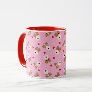 Wire Fox Terrier Hund Heart Glasses Mönster Rosa Mugg