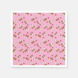 Wire Fox Terrier Hund Heart Glasses Mönster Rosa Pappersservett