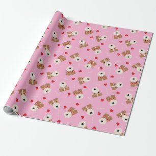 Wire Fox Terrier Hund Heart Glasses Mönster Rosa Presentpapper