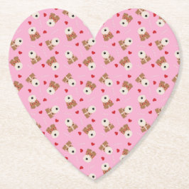 Wire Fox Terrier Hund Heart Glasses Mönster Rosa Underlägg Papper