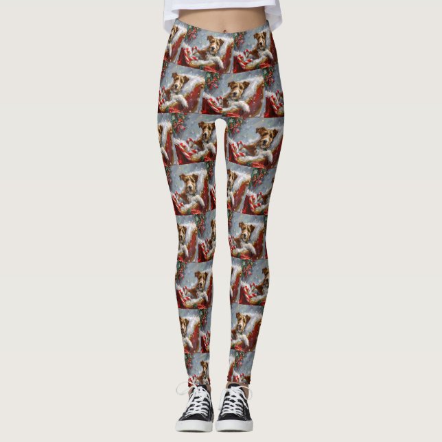 Wire Fox Terrier-Hund - jul Leggings (Framsida)