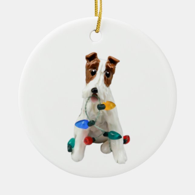 Wire Fox Terrier Hund jul Ornament (Framsidan)
