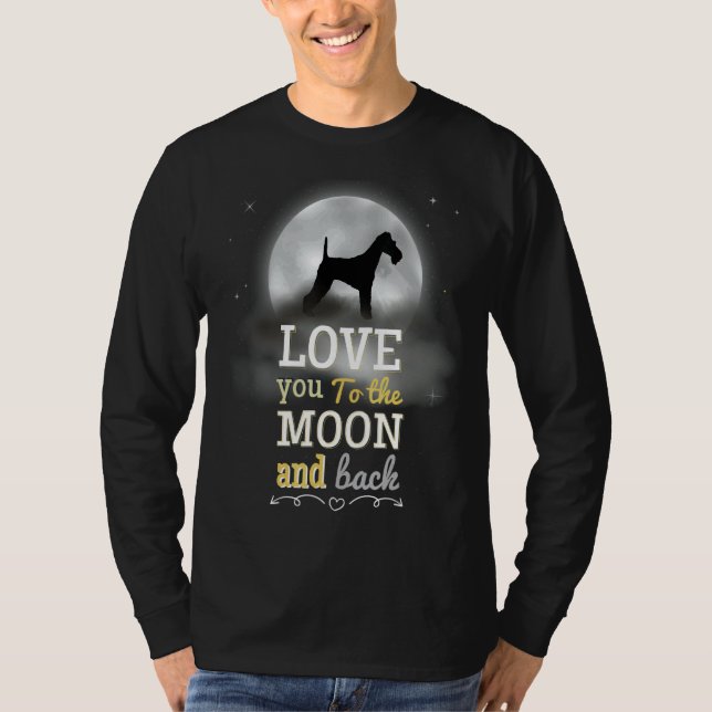 Wire Fox Terrier Hund Kärlek till Måne T Shirt (Framsida)