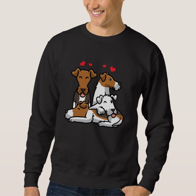 Wire Fox Terrier-Hund Lång Ärmad Tröja (Framsida)
