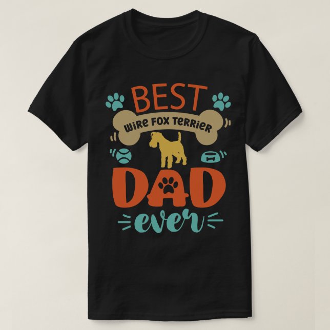 Wire Fox Terrier Hund Pappa T Shirt (Design framsida)
