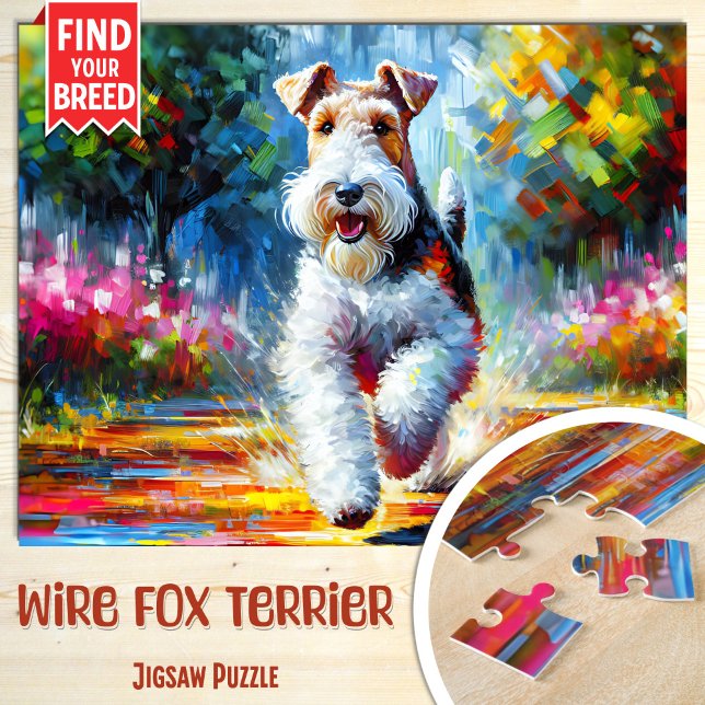Wire Fox Terrier Hund Porträtt Acrylic Art Skriv u Pussel (Skapare uppladdad)