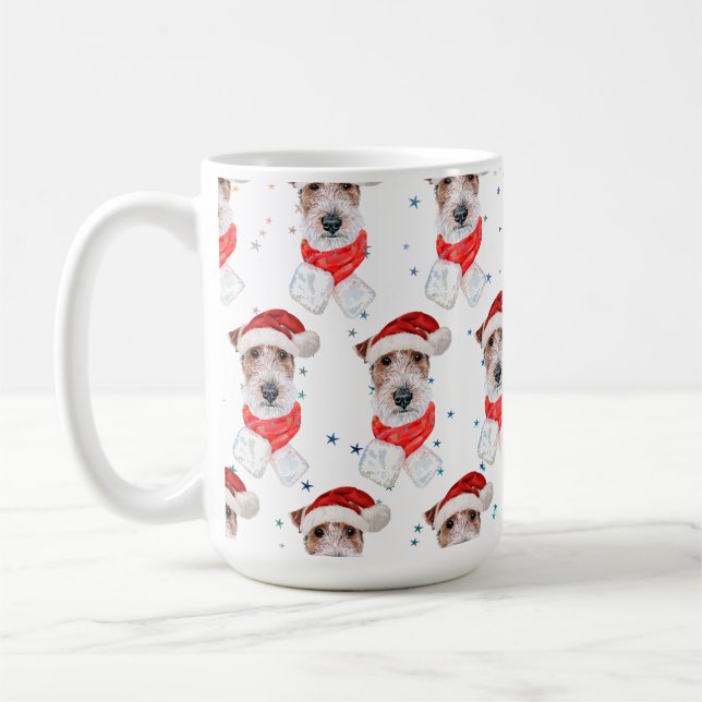 Wire Fox Terrier Hundras Julstjärnor Kaffemugg (Vänster)
