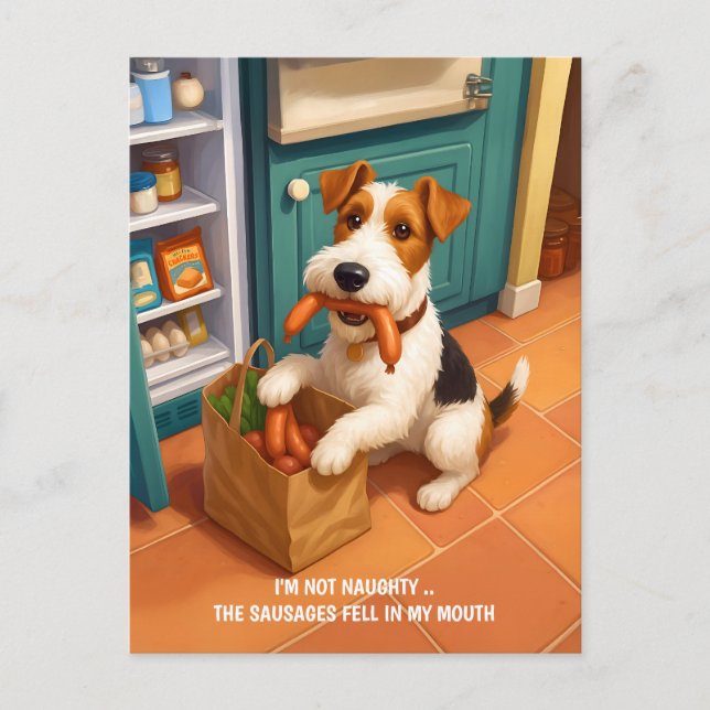 Wire Fox Terrier - jag är inte stygg Vykort (Framsida)