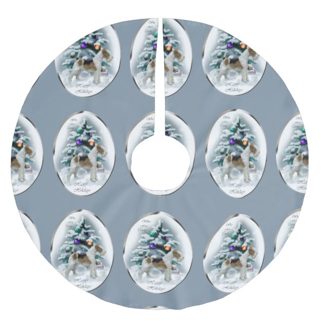 Wire Fox Terrier-jul Julgransmatta Borstad Polyester (Framsidan)