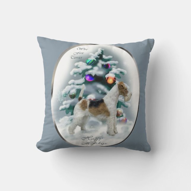 Wire Fox Terrier-jul Kudde (Framsida)