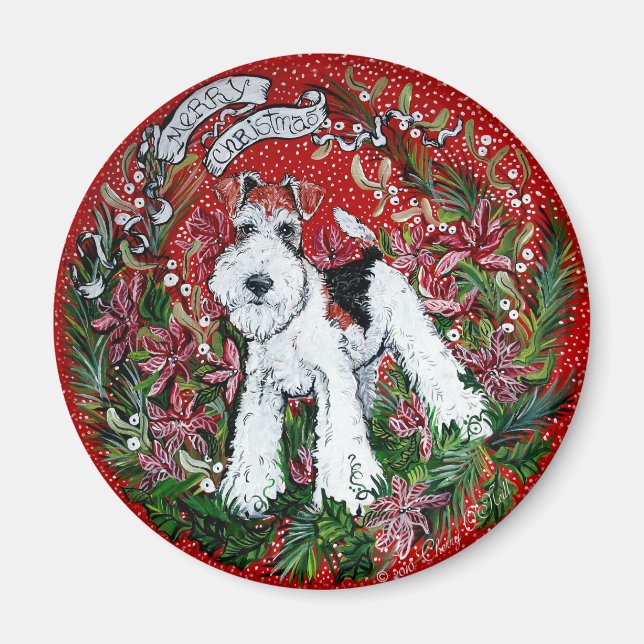 Wire Fox Terrier-jul Magnet (Framsidan)