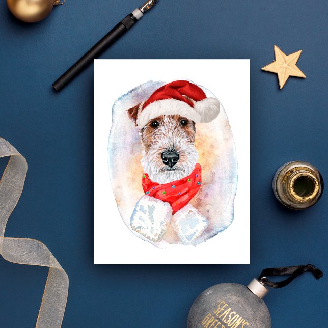 Wire Fox Terrier-julgåvor till Hundar Älskare Helg Vykort (Skapare uppladdad)