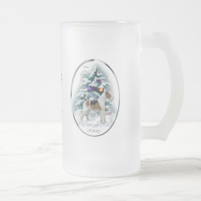 Wire Fox Terrier-julklappar Frostat Ölglas (Höger)