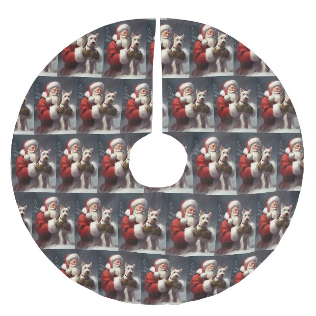 Wire Fox Terrier Jultomten - helgjul Julgransmatta Borstad Polyester (Framsidan)