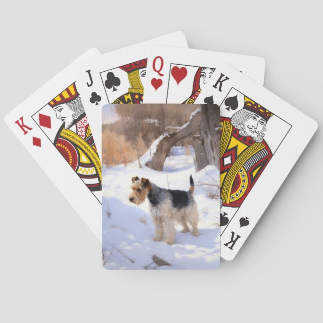 Wire Fox Terrier Låt Det Snö Jul  Casinokort (Baksidan)