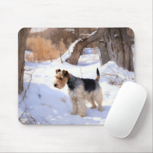 Wire Fox Terrier Låt Det Snö Jul Musmatta