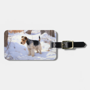 Wire Fox Terrier Låt det snöa jul Bagagebricka