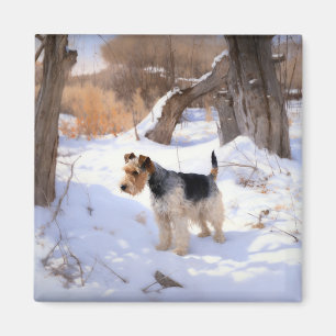 Wire Fox Terrier Låt det snöa jul Magnet