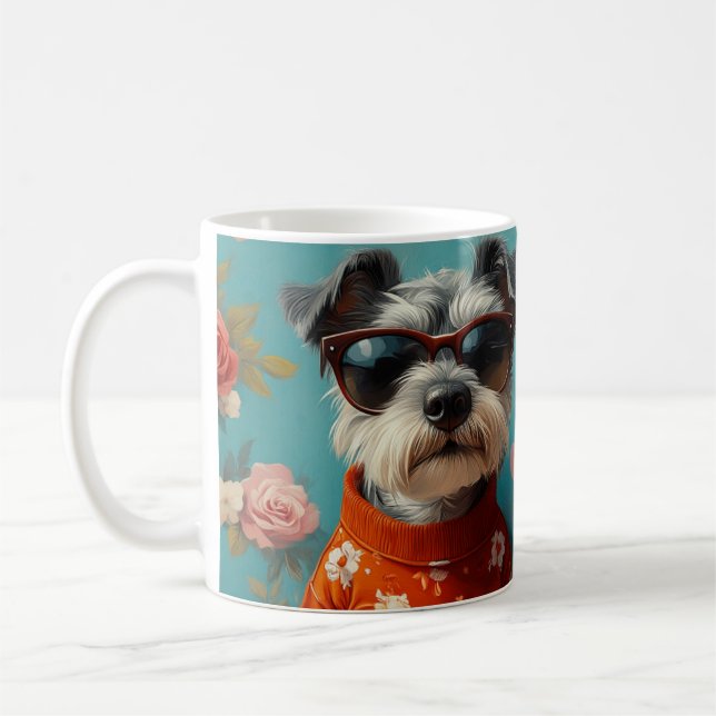 Wire Fox Terrier med hjärter rosor Alla hjärtans d Kaffemugg (Vänster)