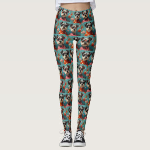 Wire Fox Terrier med hjärter Rosor Alla hjärtans d Leggings