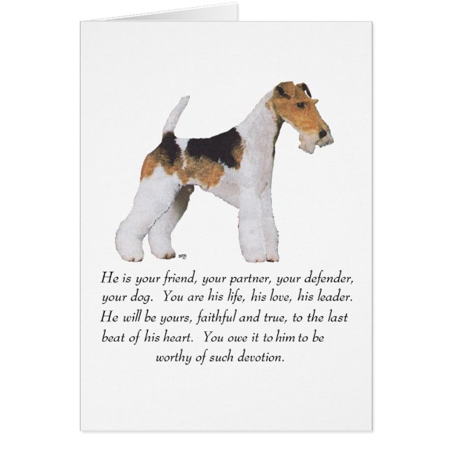 Wire Fox Terrier Minne / Vignett HANE Hälsningskort (Framsidan)