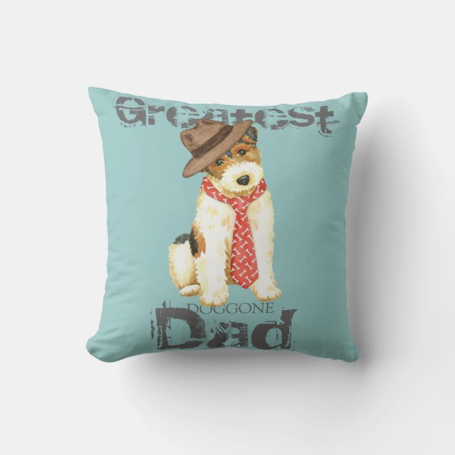 Wire Fox Terrier Pappa Kudde (Framsida)