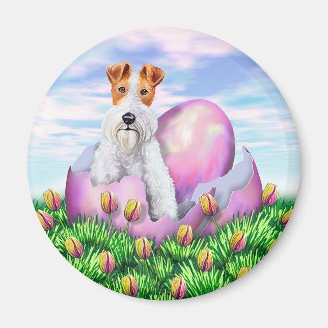 Wire Fox Terrier Påsk Magnet (Framsidan)
