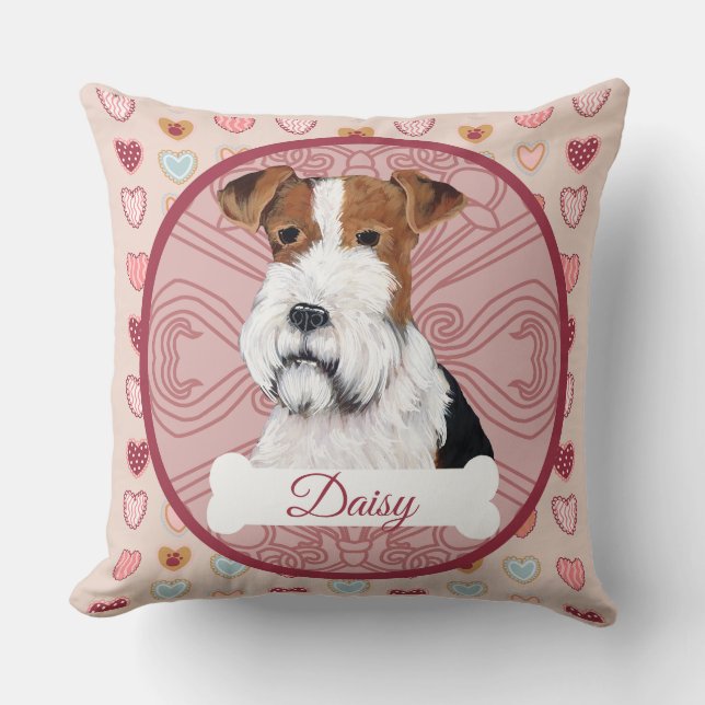 Wire Fox Terrier Personalize Valentine Pillow Kudde (Framsida)