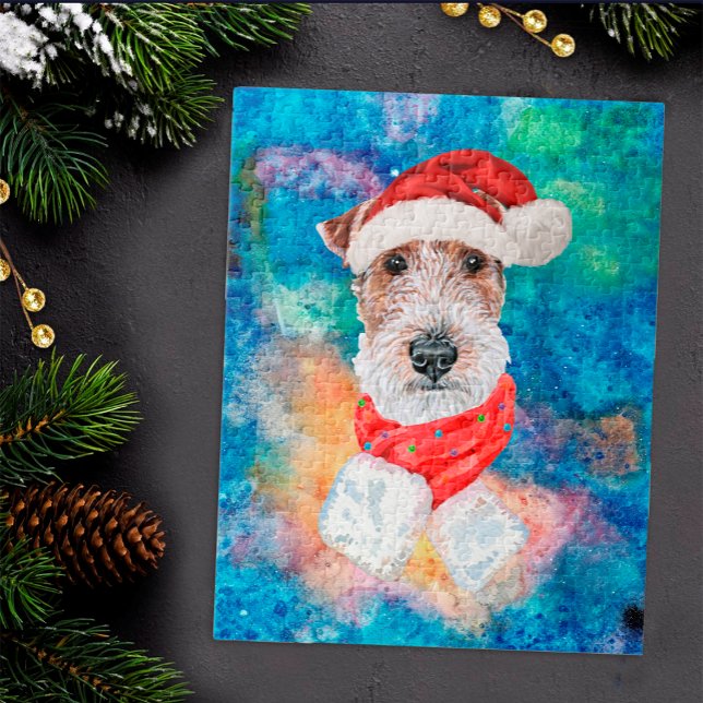 Wire Fox Terrier Ras Hund Jul  Pussel (Skapare uppladdad)