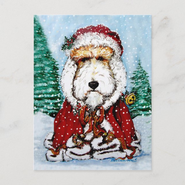 Wire Fox Terrier Santa Helg Vykort (Framsida)