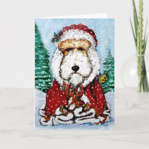 Wire Fox Terrier Santa Helgkort