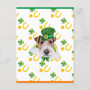 Wire Fox Terrier Shamrock St. Patricks Day Helg Vykort