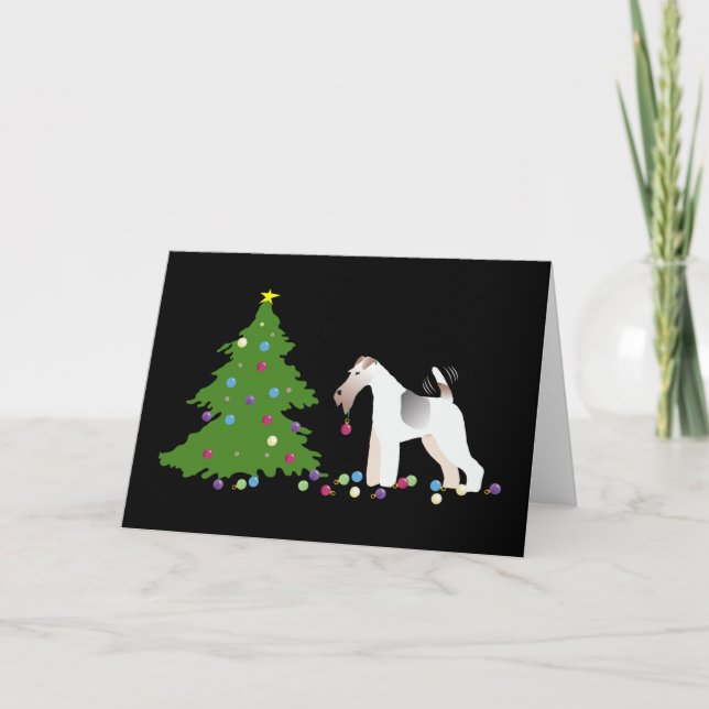 Wire Fox Terrier Silhouette juldesign Helgkort (Framsida)