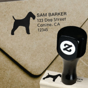 Wire Fox Terrier Silhouette-Returadress Stämpel