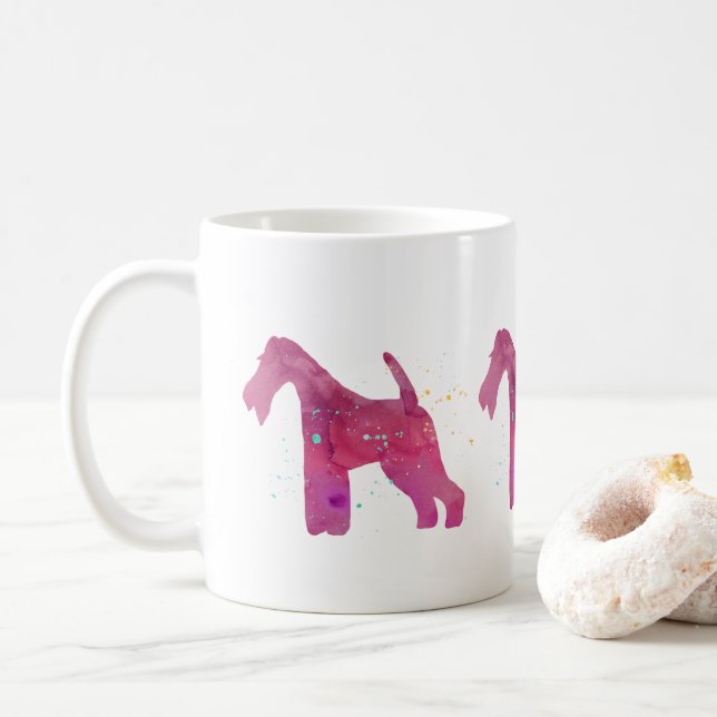 Wire Fox Terrier Silhouette Watercolor Design Kaffemugg (Med munk)