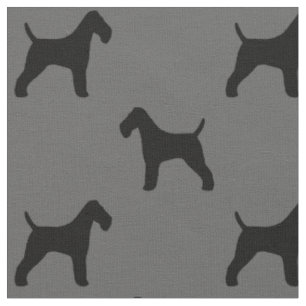 Wire Fox Terrier Silhouettes Hundar Grått och Blac Tyg
