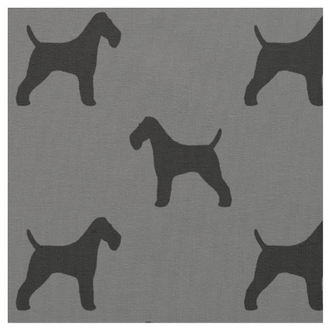 Wire Fox Terrier Silhouettes Hundar Grått och Blac Tyg (Närbild)