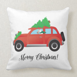 Wire Fox Terrier som kör en julbil Kudde